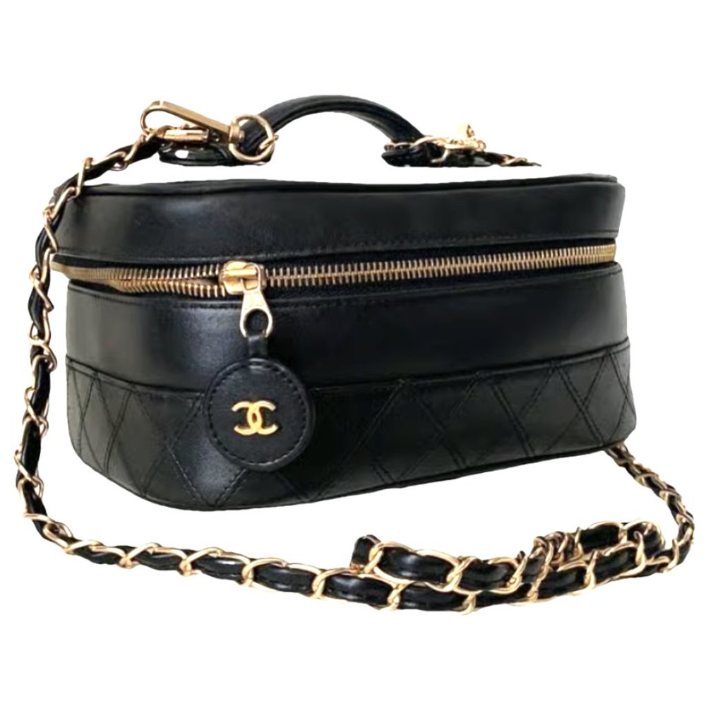 CHANEL Lambskin Quilted Flap Vanity Case Crossbody CC Charm Shoulder Hand Bag